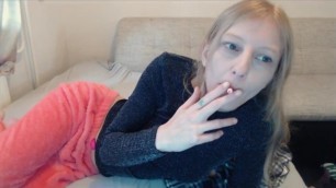 Smoking a Cigarette in Front of the Webcam