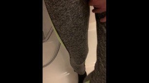 Girl Pees her Leggings in Desperation and makes herself a Big Orgasm