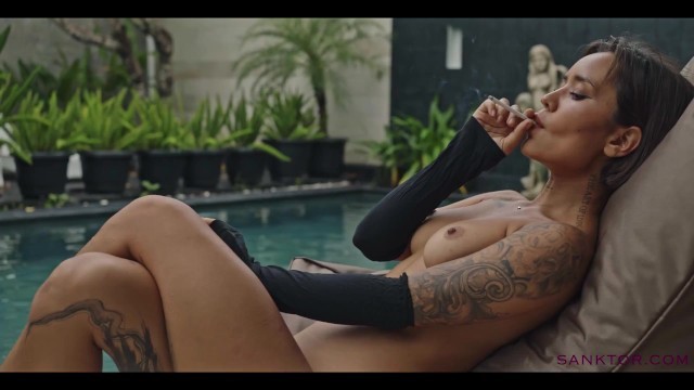 SANKTOR 107 - SKINNY TATTOOED ASIAN GIRL MASTURBATES IN THE SWIMMING POOL