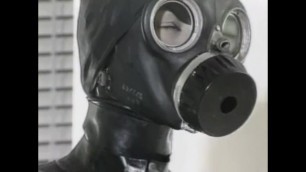 Gal in Hooded Gasmask Unmasking after Toying