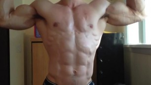 Tight Fit Shredded College Muscle Hunk Flexes
