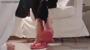 I Shoeplay Dangling with my Pink Flip-flops, my Slave Worship and Lick Feet