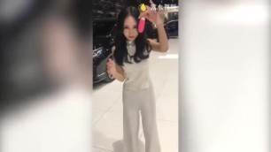 Chinese Girl Plugged Remote Masturbation Device to the Car Show and Mall