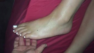 Wife’s Sexy Feet Rub, Lotion, Brush Tickle and Cum