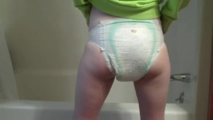 Diapergal Fills her Pampers Front and back