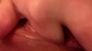ASMR Close up Creampie from BF as Lube in Swollen Pumped Wet Clit and Pussy