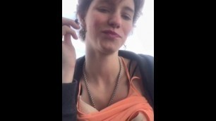 Sexy Babe Smoking and Flashing on a Boat