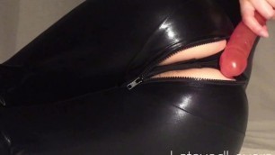 LATEX TEEN LATINA Plays with her HUGE DILDO (part1) - LatexedLovers