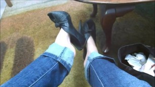 Shoeplay and Heel Dangling in Public with Sexy Arches n Cute Feet Goth Teen