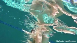 Busty Blondes Alix & Cherie go Skinny Dipping