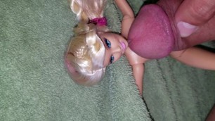 Jerking off on Barbie Doll